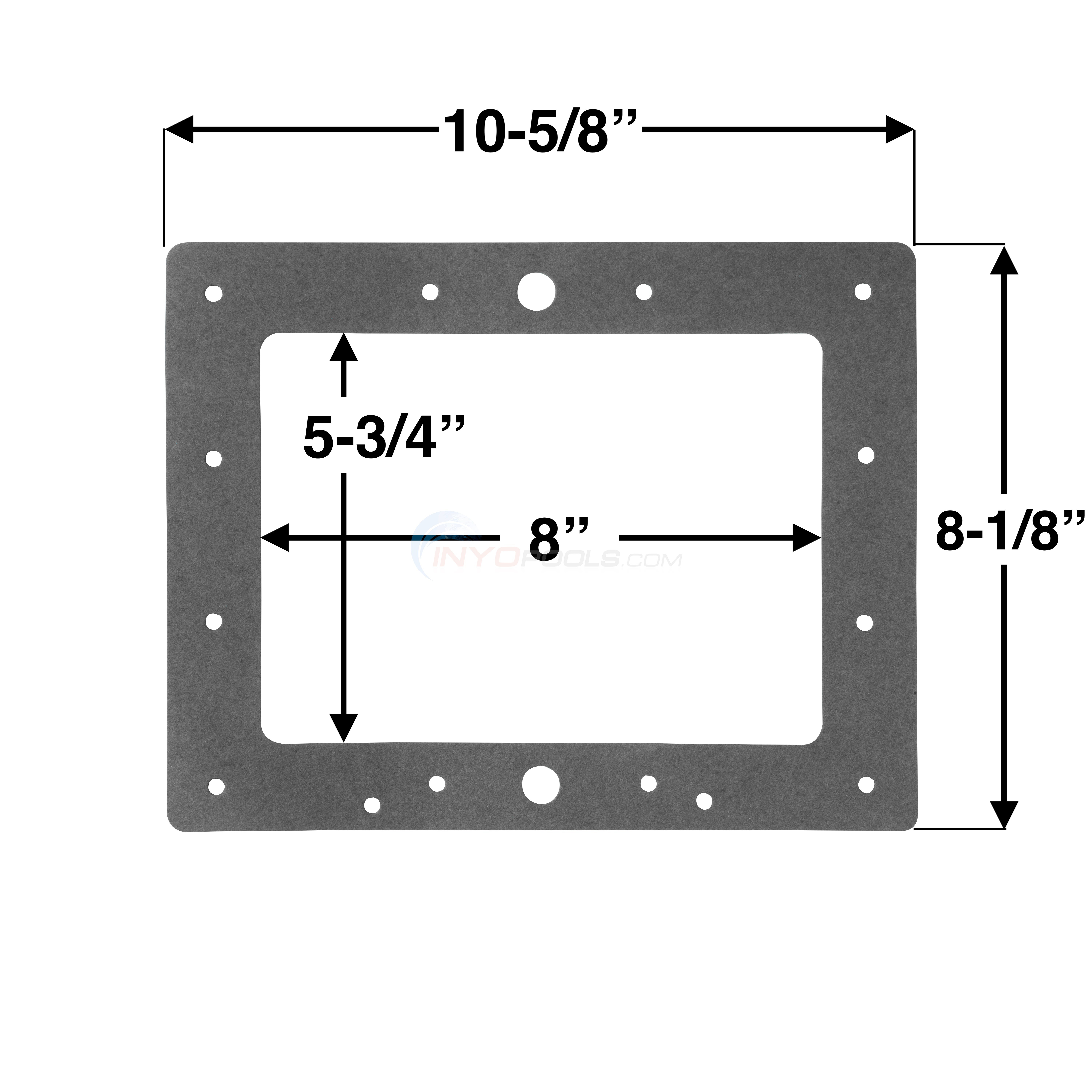 Pool Skimmer Face Plate Gasket, 12 Hole, 101/2" x 83/8" OD, Replaces