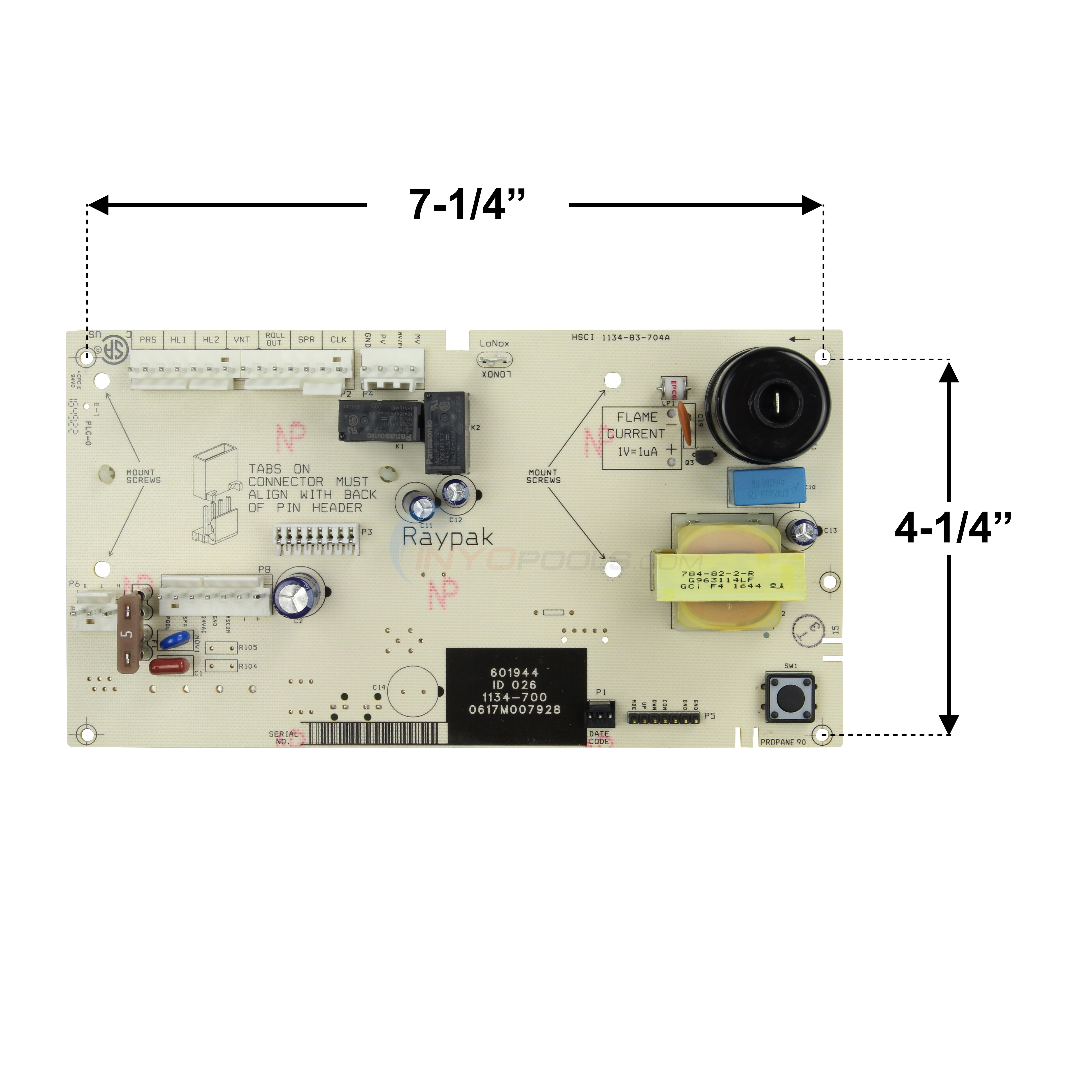 Raypak 601944 Pool Heater PC Display Control Circuit Board 1134-700 LONOX 