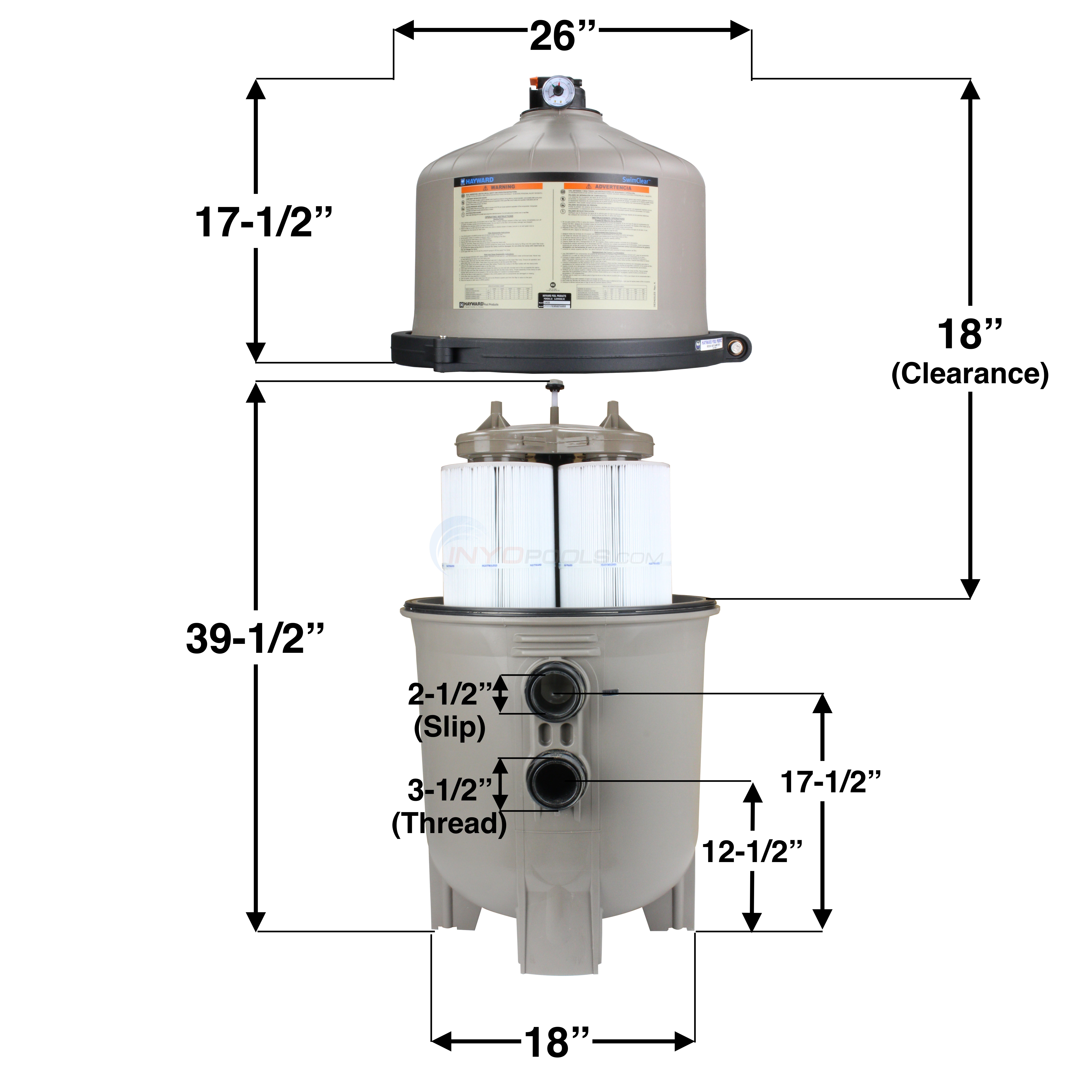 Hayward SwimClear 425 sq. ft. Cartridge Pool Filter W3C4030