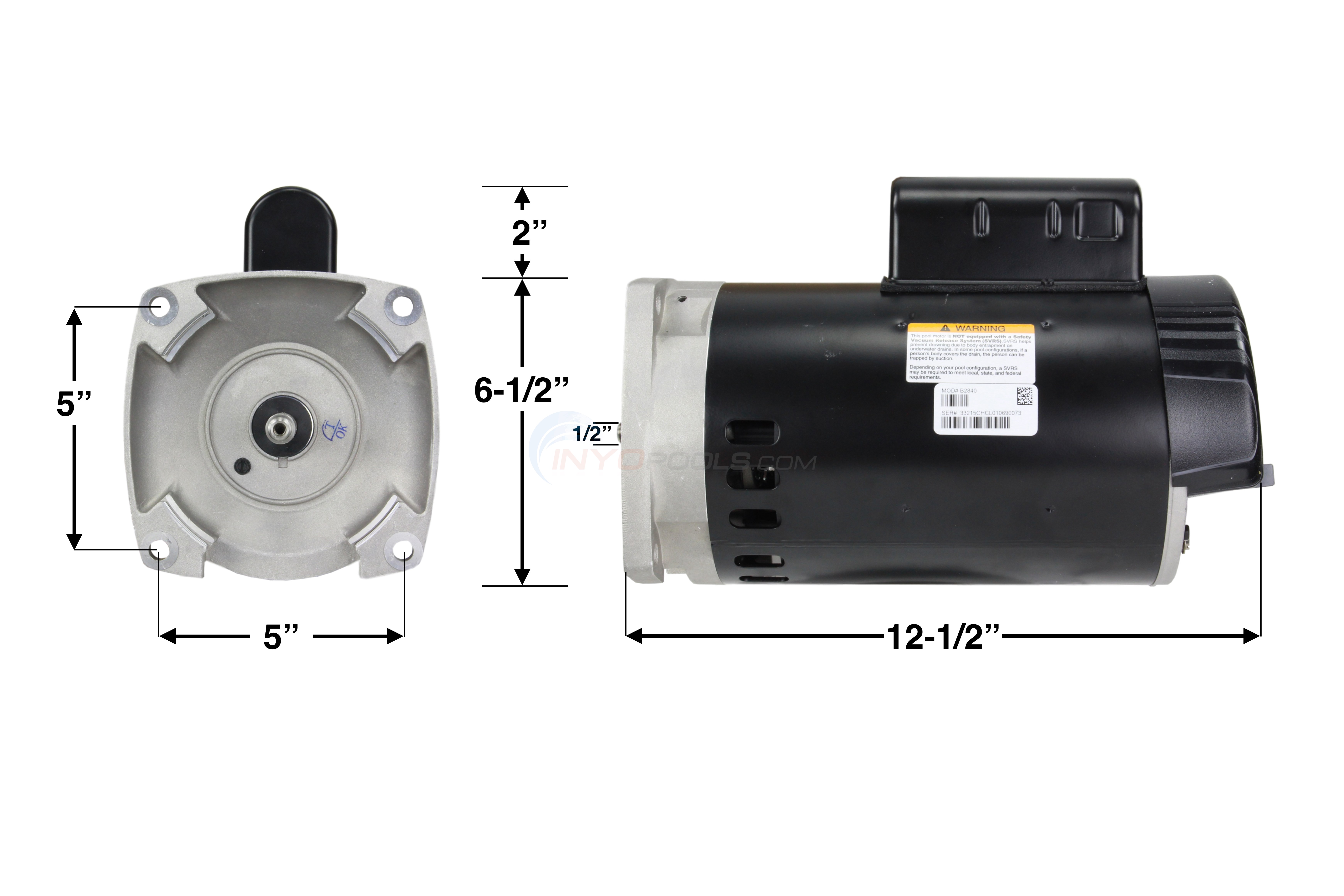 Century (A.O. Smith) 2.5 HP Up Rate Motor, Square Flange 56Y Century (A.O. Smith) 2.5 HP Up Rate Motor, Square Flange 56Y