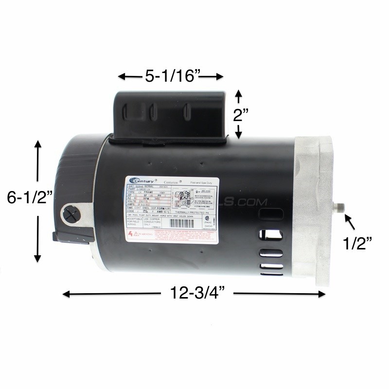 Century (A.O. Smith) 1.0 HP Full Rate Motor, Square Flange