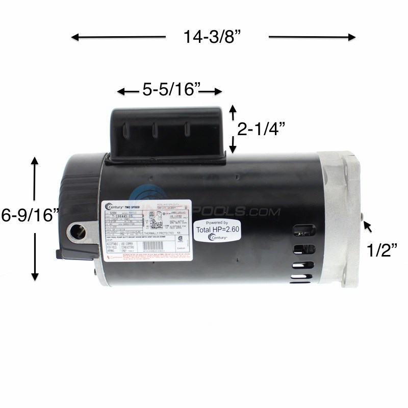 Century (A.O. Smith) 2.0 HP Full Rate, Motor, Square Flange Century (A.O. Smith) 2.0 HP Full Rate, Motor, Square Flange