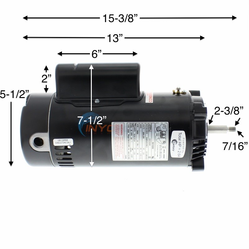 Century (A.O. Smith) 2.5 HP Up Rate Motor, Round Flange 56J Century (A.O. Smith) 2.5 HP Up Rate Motor, Round Flange 56J