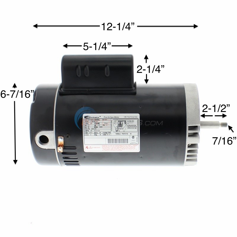 Century (A.O. Smith) 3.0 HP Full Rate Motor, Round Flange
