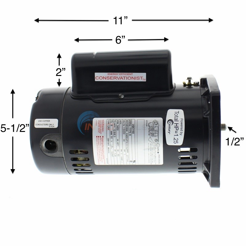 Century (A.O. Smith) 1.0 HP Up Rate Energy Efficient Motor, Square