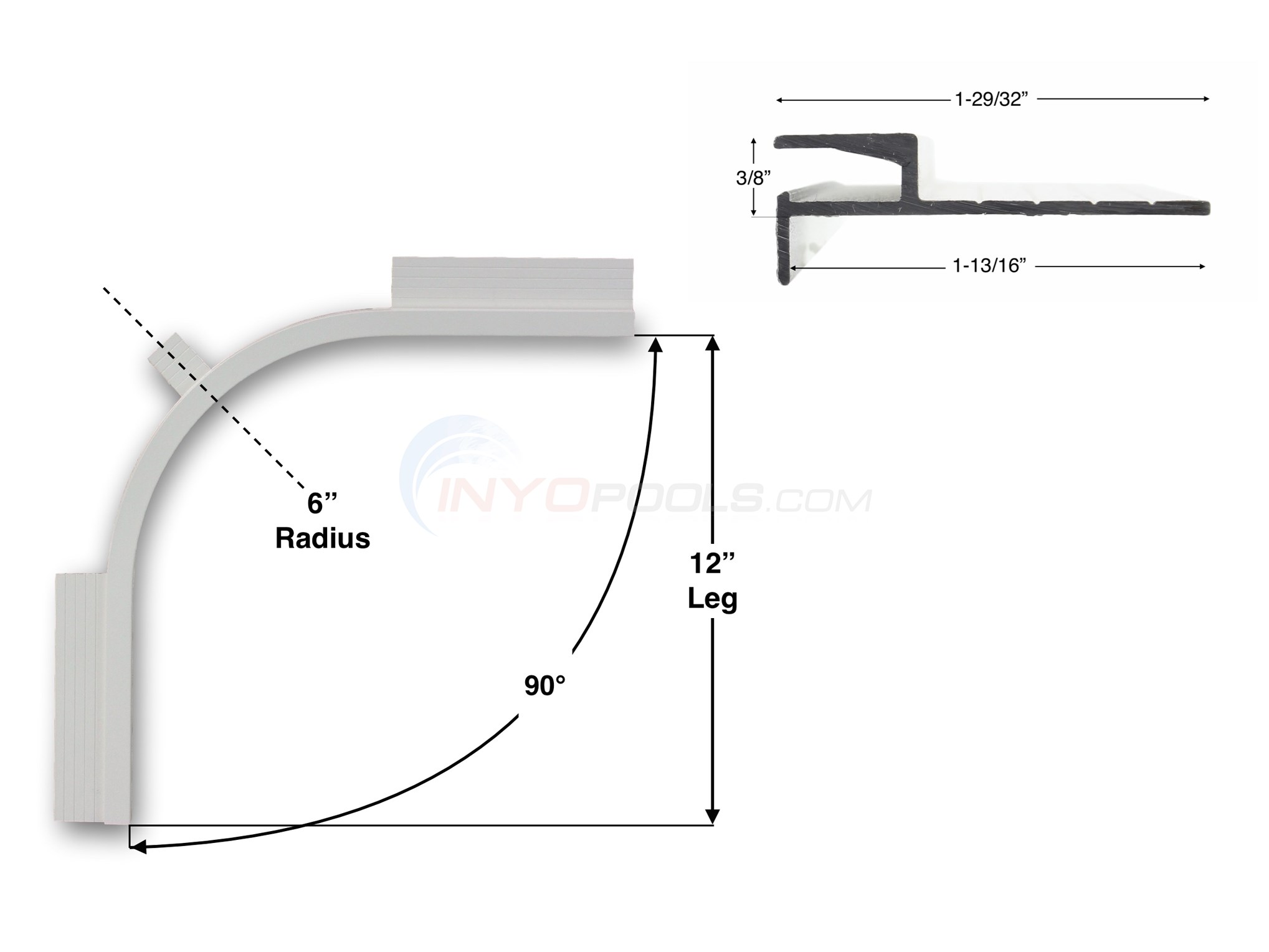 Cinderella HM2 Horizontal Mount Liner Track - Corner 90 Degree 12