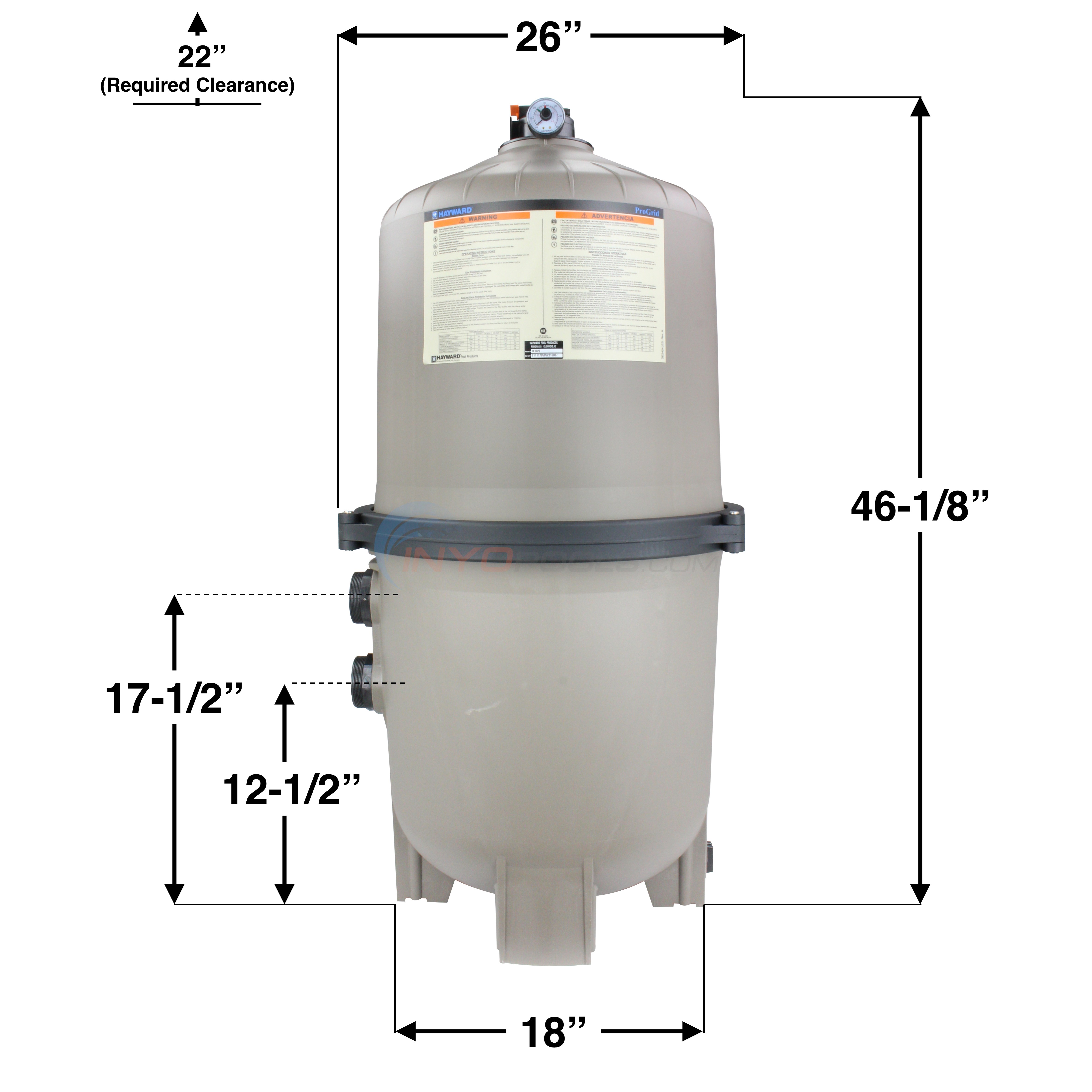 Hayward ProGrid DE Pool Filter, 60 sq ft, Valve Not Included