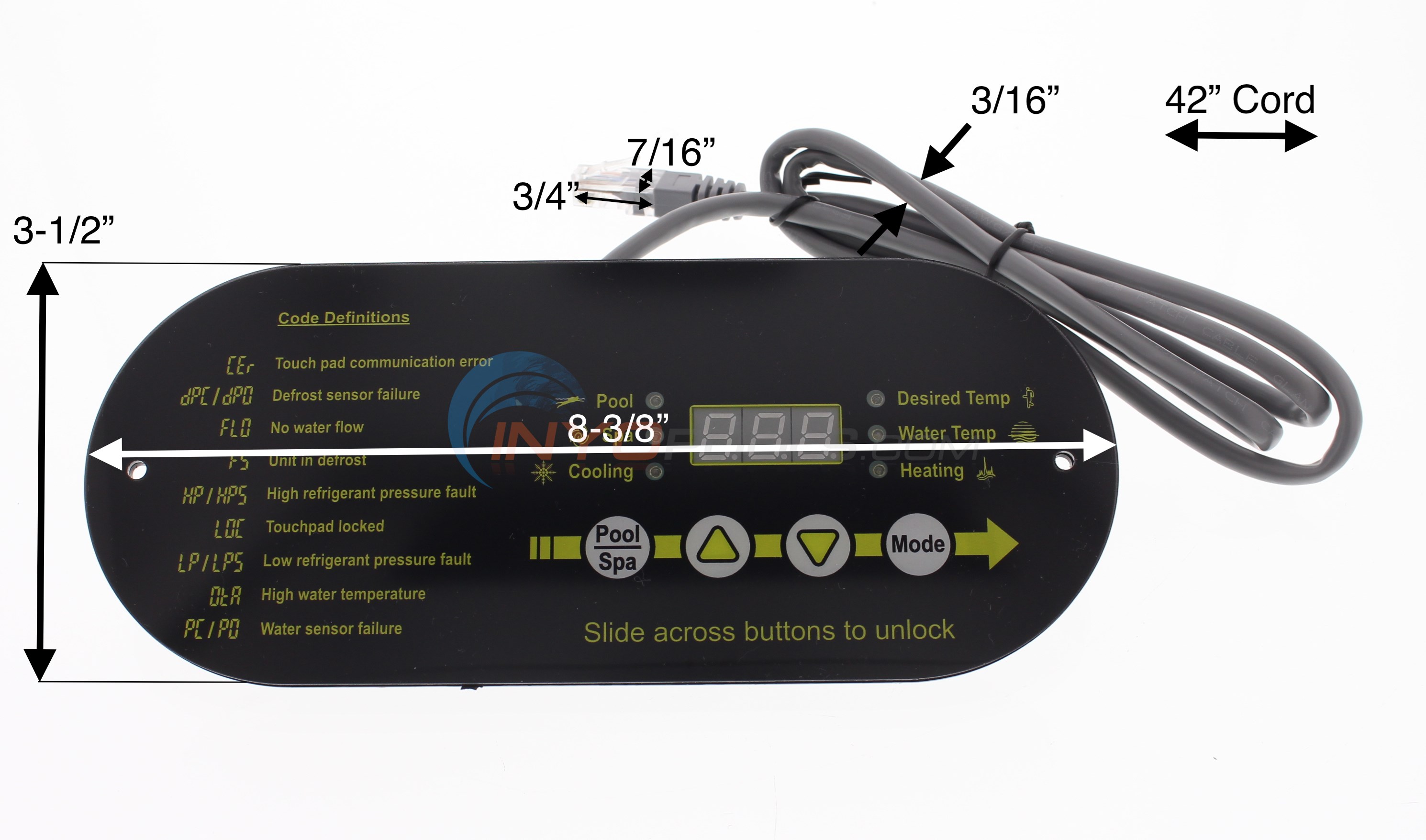 AquaCal CONTROL PANEL ASSEMBLY 100/120 4 BUTTON ECS0271