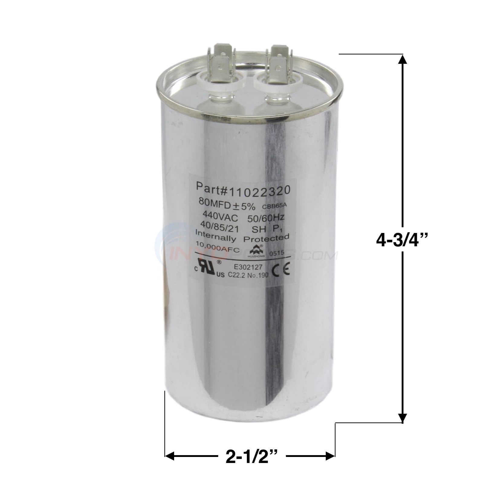 Hayward HeatPro Heat Pump Motor Run Capacitor, 80uF, 370 Volt