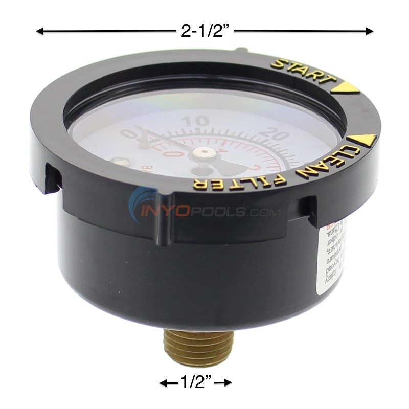 Pentair OEM Pool Filter Pressure Gauge with Indicator, Rear Mount, 0