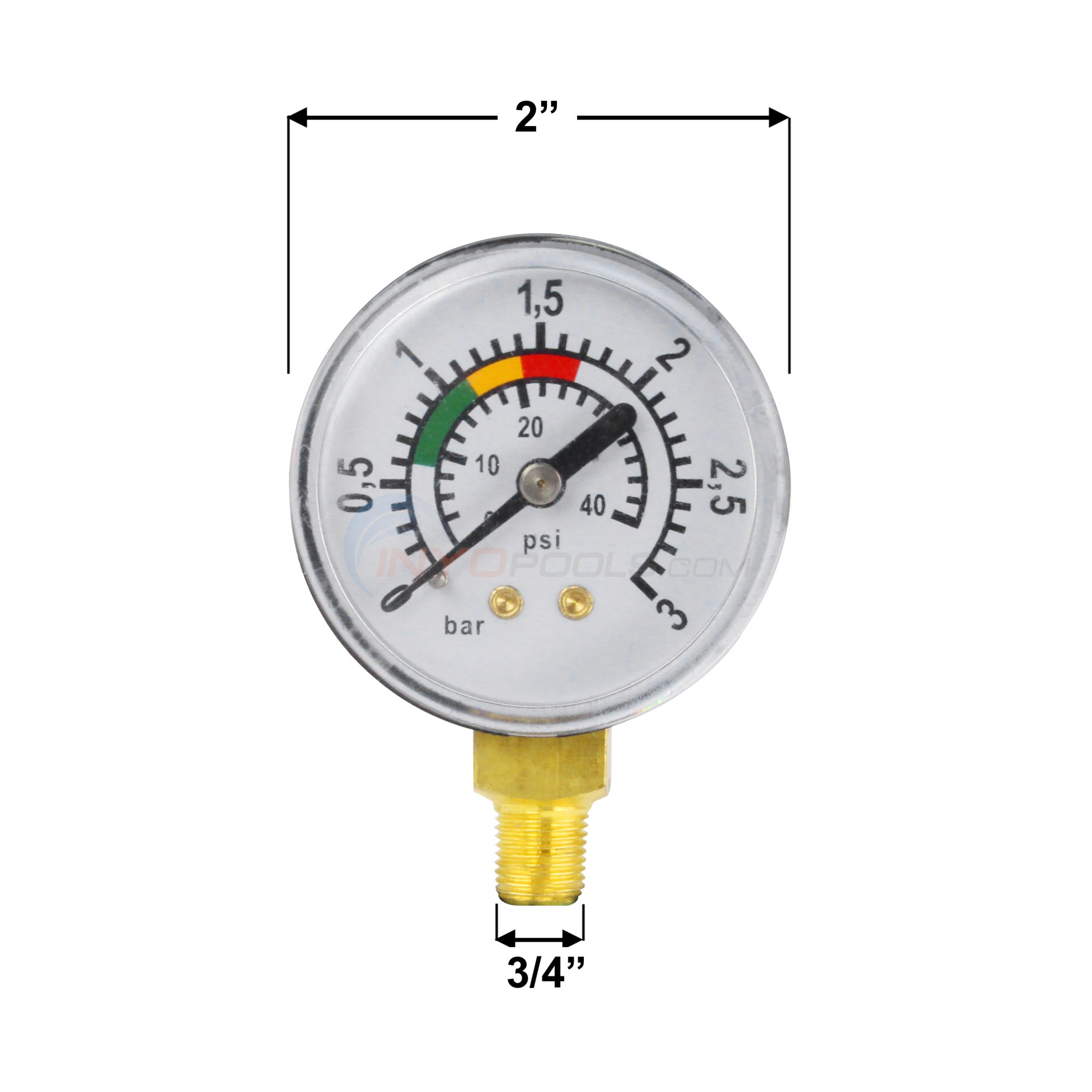 Bottom Mount Pressure Gauge 1/8" MPT for Pureline Above Ground Pool