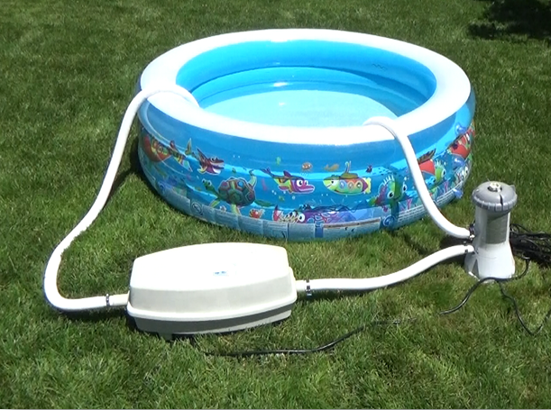 A test of prototype on a small kiddie pool  for heating