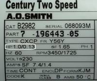 century ac motor serial number lookup