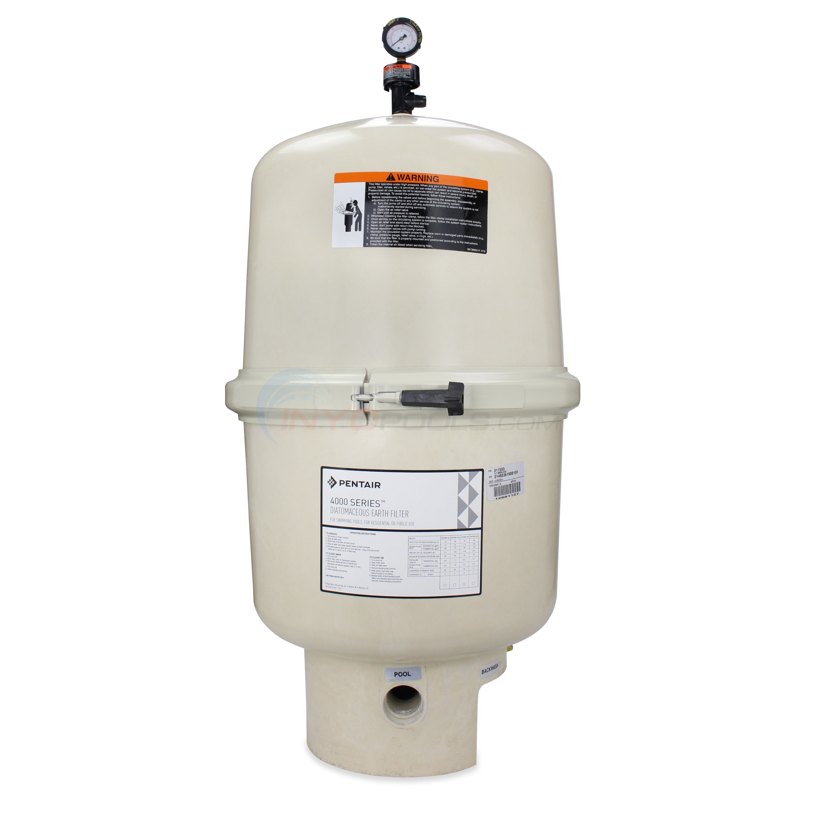 Pentair Filter 4000 Series SMBW4048 D.E Filter 48 Sq. Ft. W/ Valve