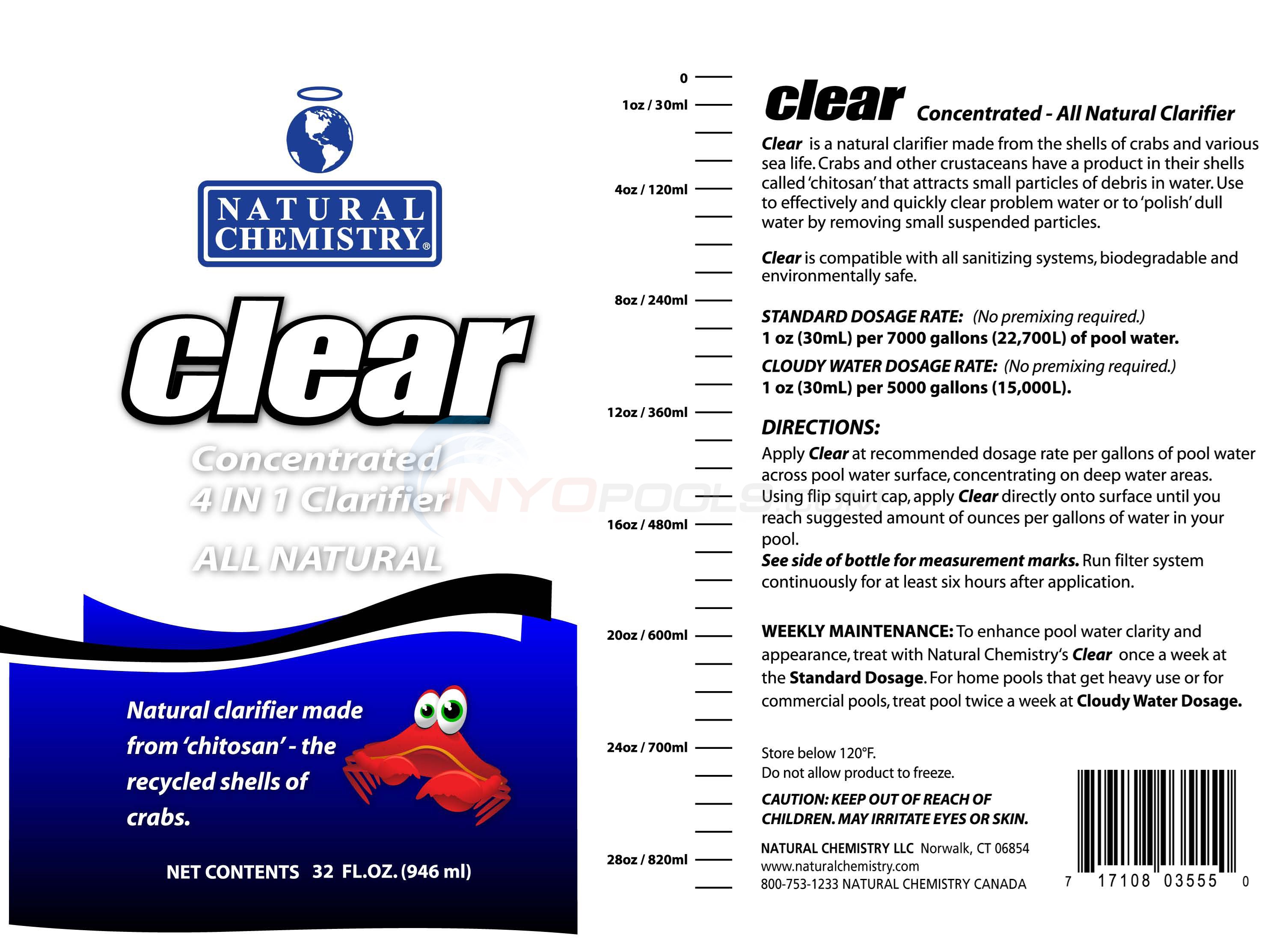 Natural Chemistry CLEAR CLARIFIER 32 Oz - 03555 - INYOPools.com