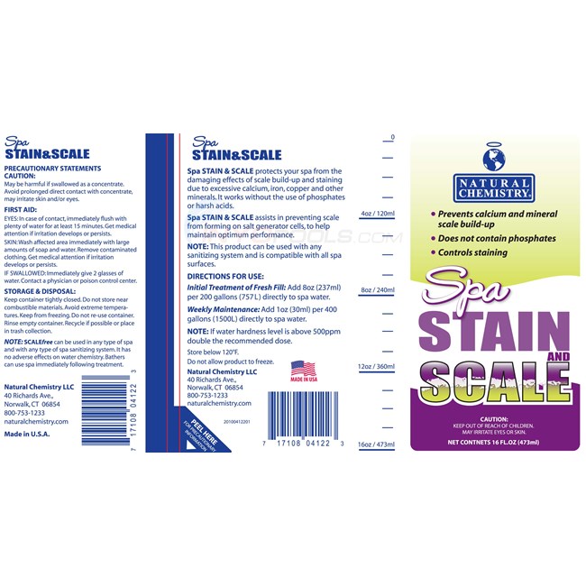 Natural Chemistry SPA STAIN & SCALE FREE 16 Oz - 04122