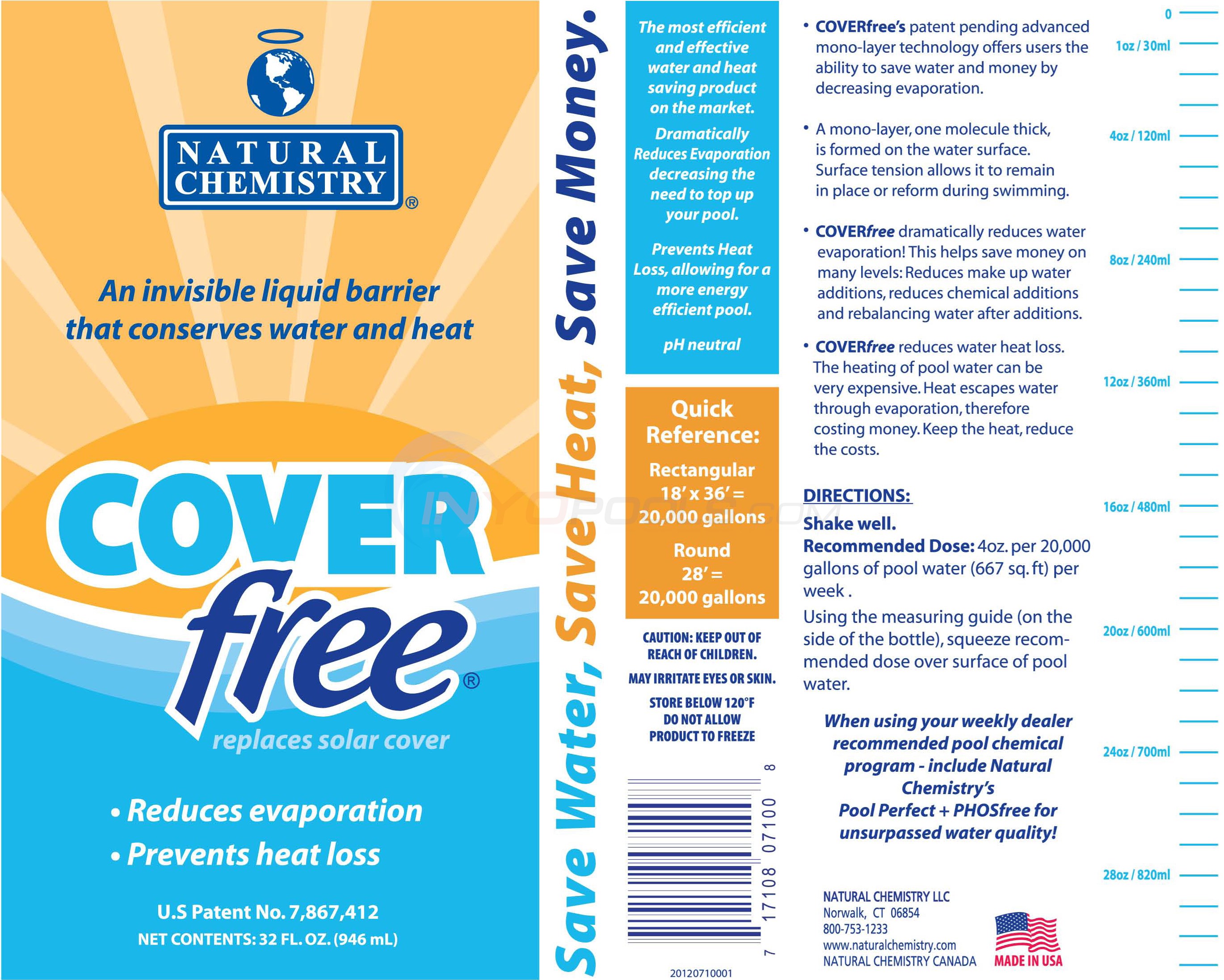 Natural Chemistry Cover Free, Conserves Pool Water and Solar Heat, 32