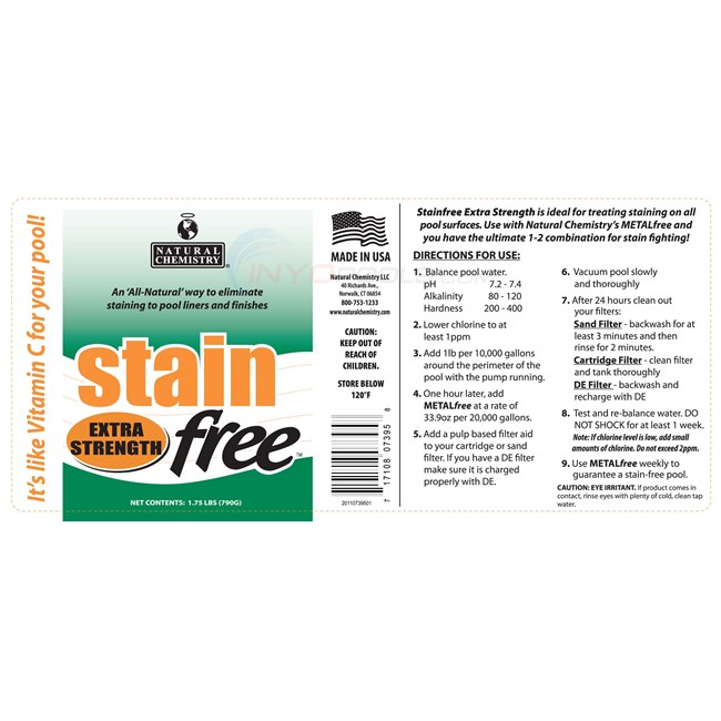Natural Chemistry Stain Free Extra Strength, Pool Stain Remover, 1-3/4 Pounds - 07395