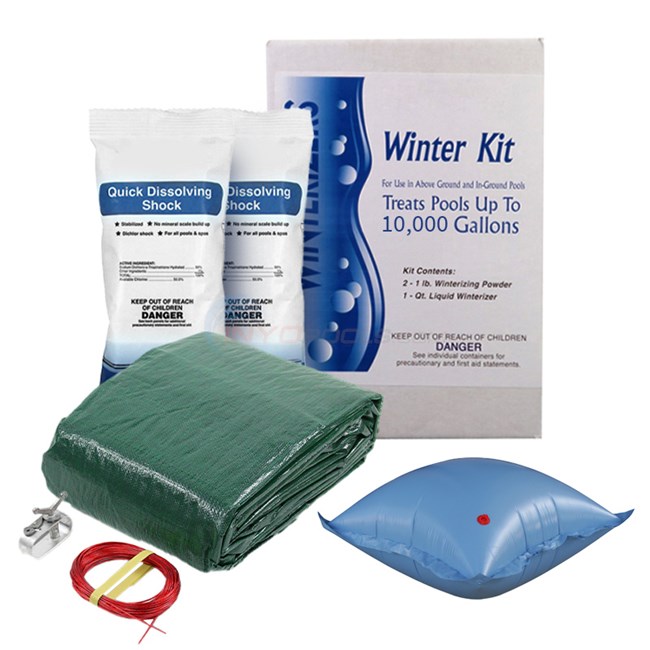 PureLine 15 ft. Round Solid A/G Pool Winter Cover Kit - 15 Year - AGWINKIT1515