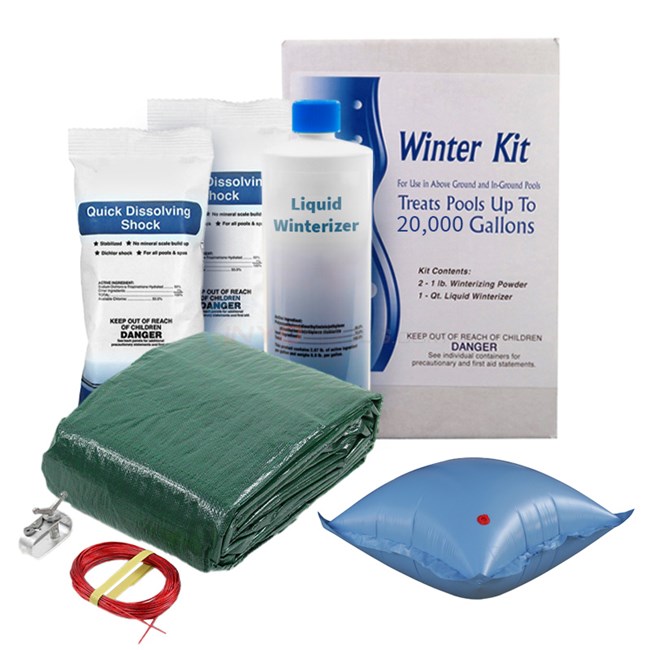 PureLine 18 ft. x 34 ft. Oval Solid A/G Pool Winter Cover Kit - 15 Year - AGWINKIT183415