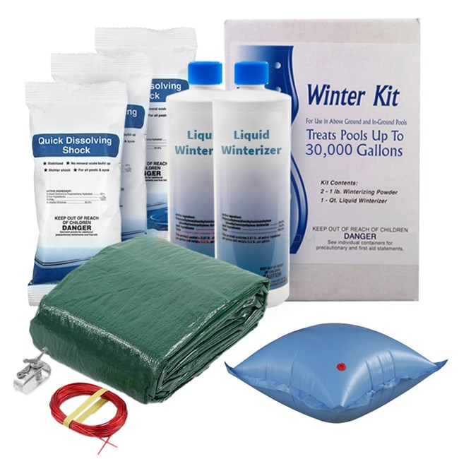 PureLine 30 ft. Round Solid A/G Pool Winter Cover Kit - 15 Year - AGWINKIT3015