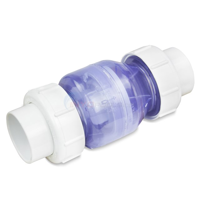 Flo Control Clear 1/2 lb. Spring Check Valve with Unions - 2" - 1700C20