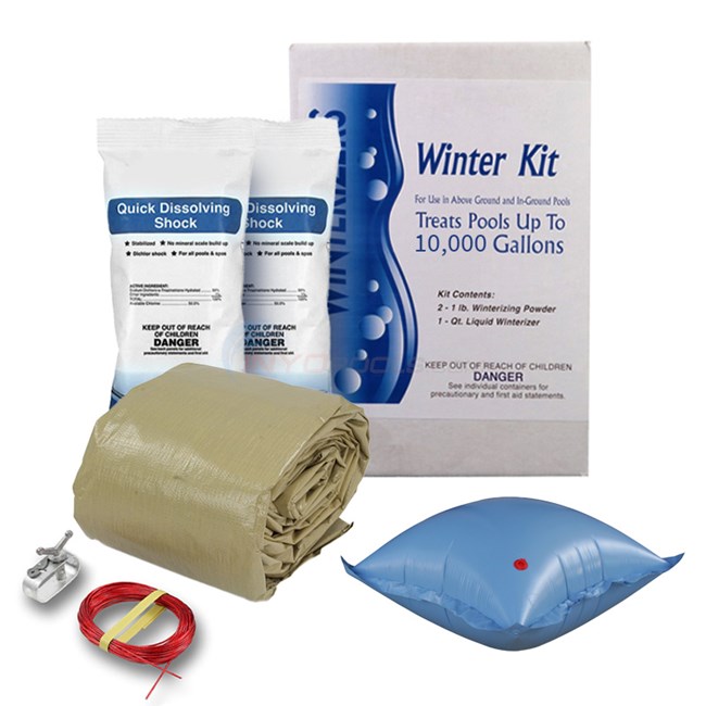 PureLine 15 ft. Round Solid A/G Pool Winter Cover Kit - 20 Year - AGWINKIT1520