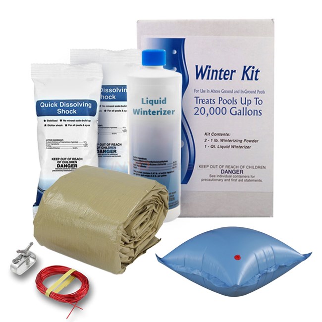 PureLine 18 ft. x 38 ft. Oval Solid A/G Pool Winter Cover Kit - 20 Year - AGWINKIT183820