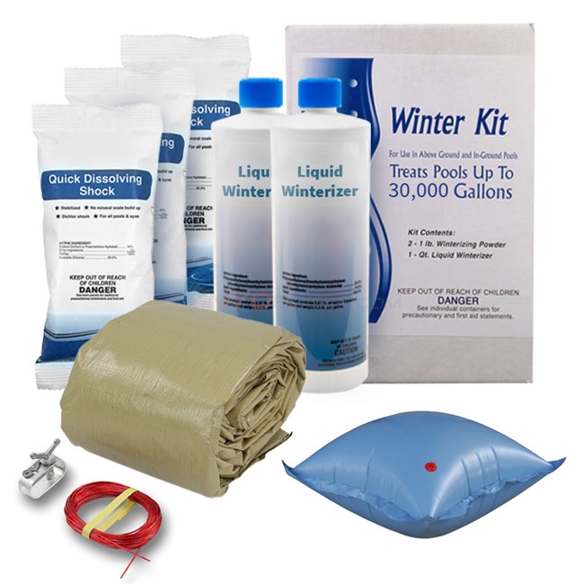 PureLine 21 ft. x 41 ft. Oval Solid A/G Pool Winter Cover Kit - 20 Year - AGWINKIT214120