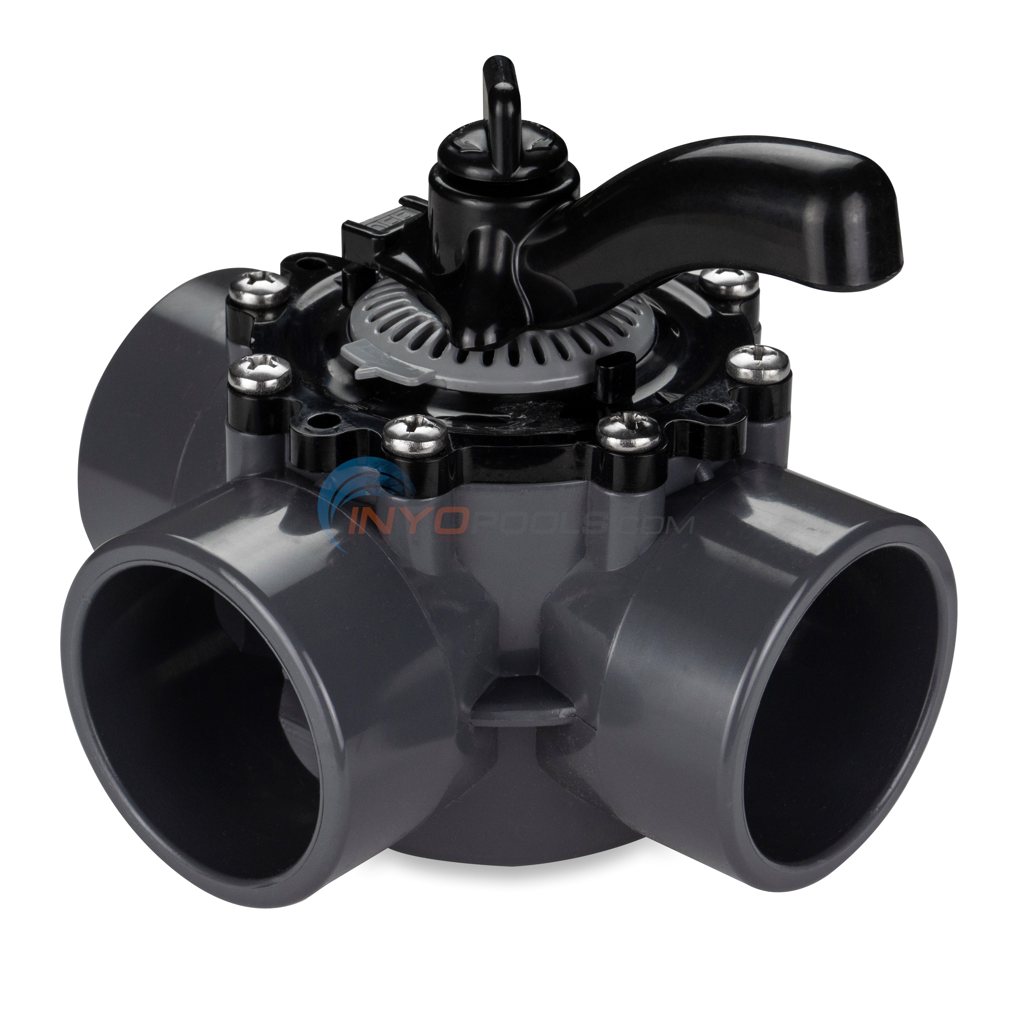 CMP Pool and Spa 3-Way Diverter Valve, 2" Inside, 2-1/2" Outside Slip, Gray PVC - 25933-204-000