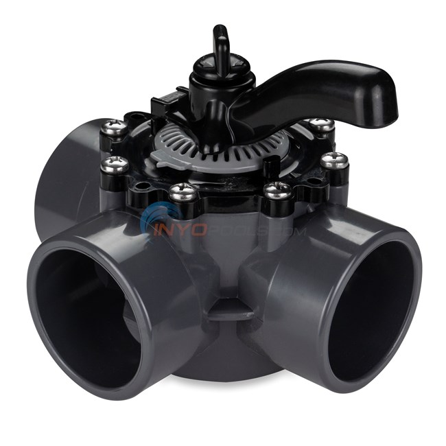 Custom Molded Products CMP Pool and Spa 3-Way Diverter Valve, 2" Inside, 2-1/2" Outside Slip, Gray PVC - 25933-204-000 - 25933-201-000