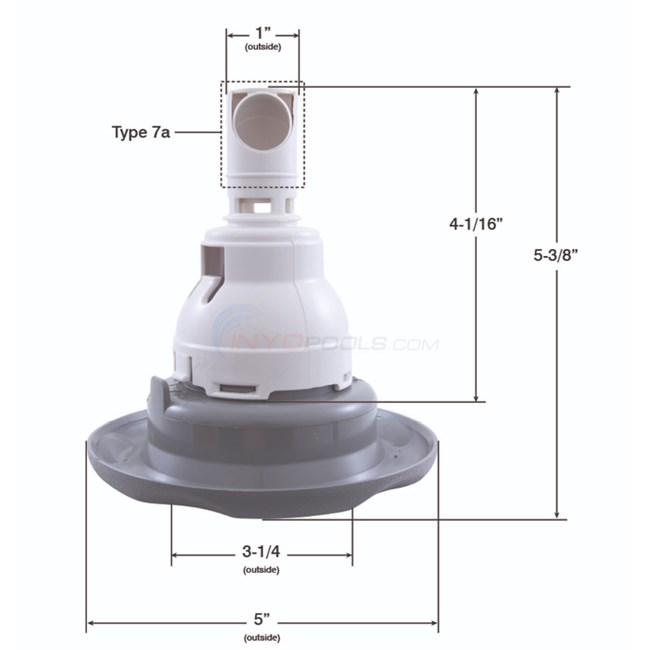 Waterway Adjustable Power Storm Twin Roto 5" Smooth Snap In Gray (Replaced by Power Storm, 5"fd Roto) - 212-7639-STS