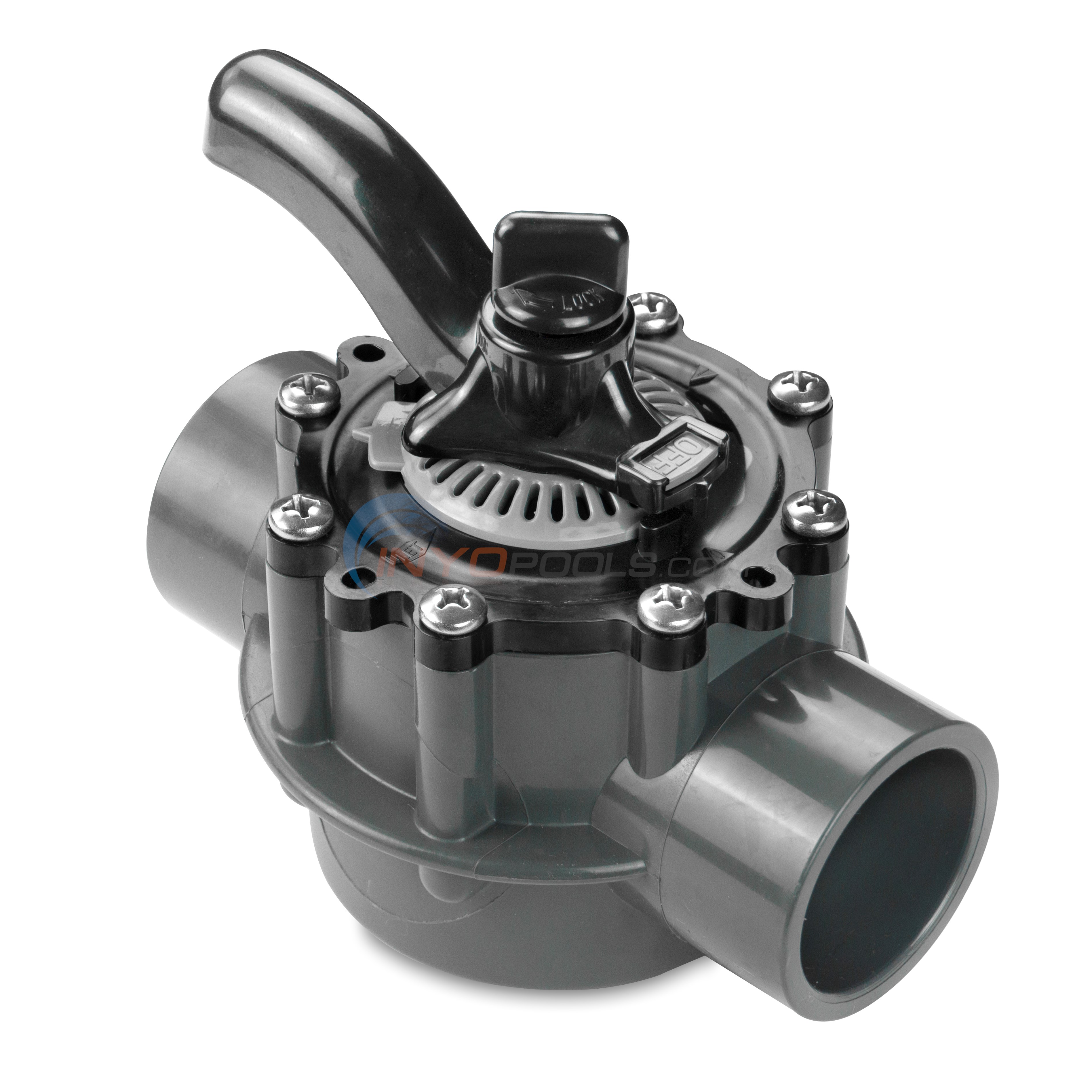 Custom Molded Products CMP Diverter Valve, 1.5" Socket, 2" Spigot, Gray PVC - 2 Way - 25932-151-000