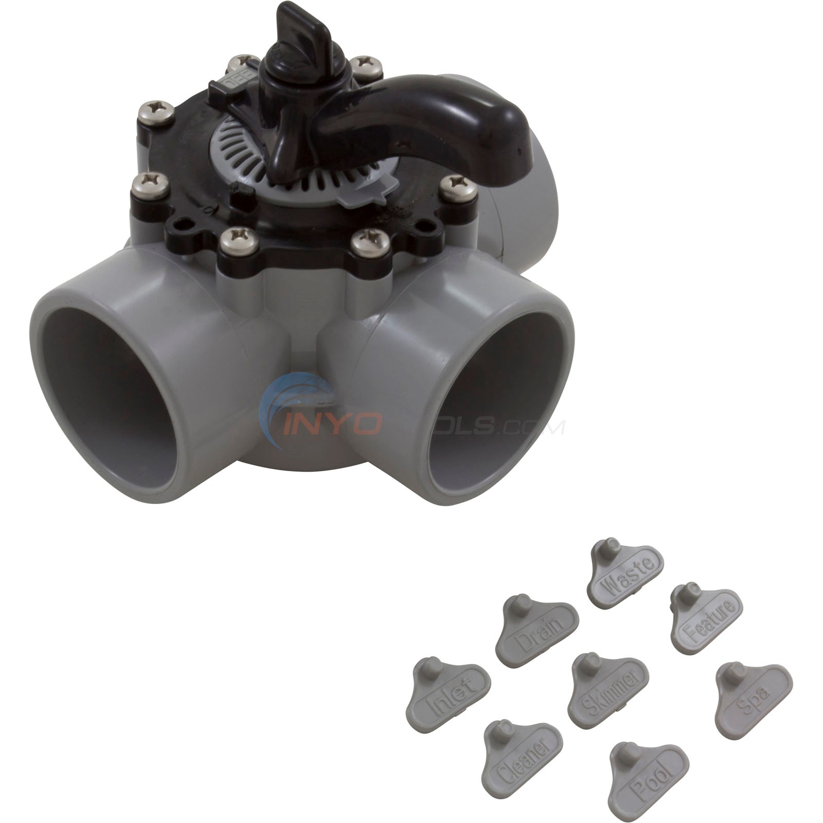 CMP Pool and Spa Diverter Valve, 2" Inside, 2-1/2" Outside Slip, Gray PVC - 25933-201-000