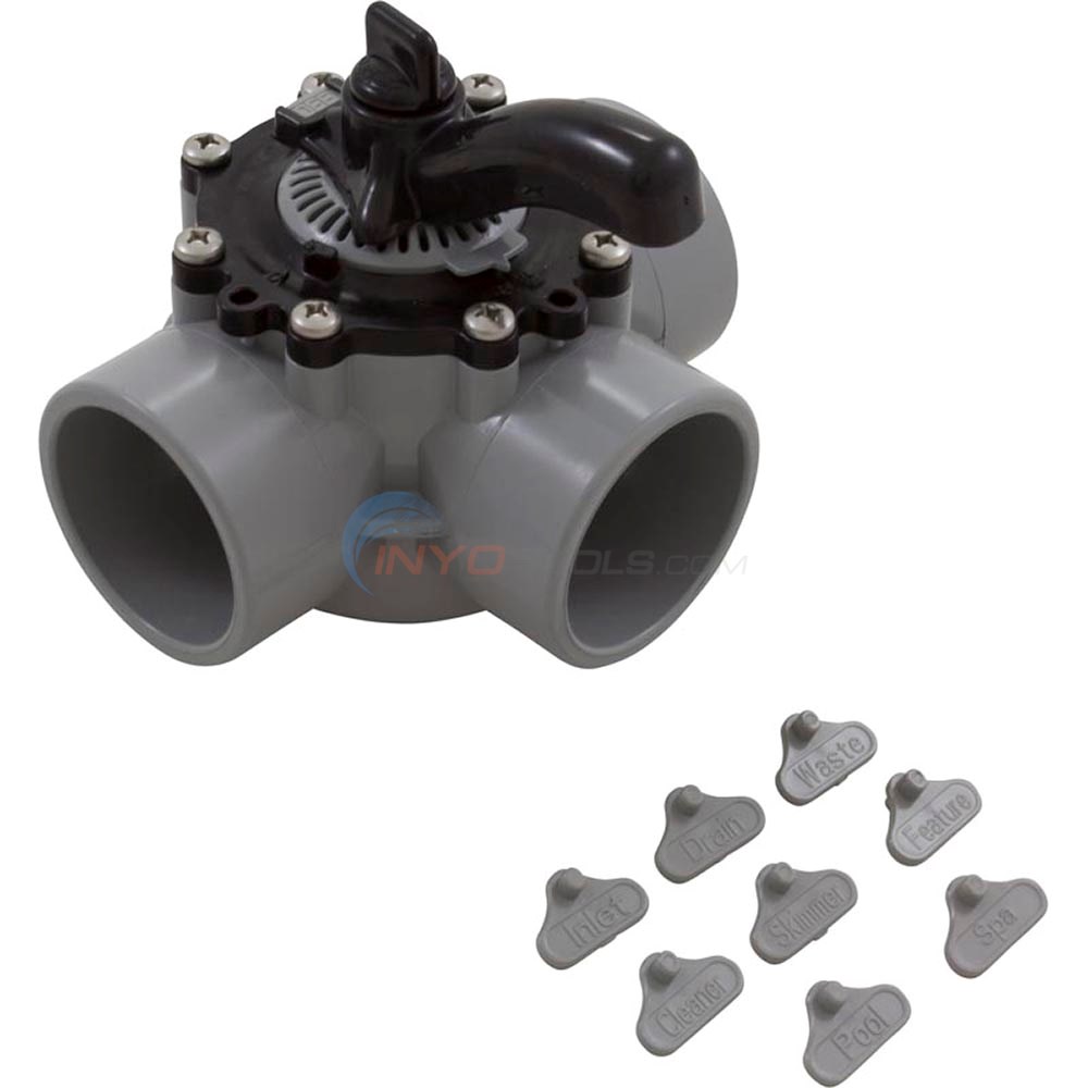 CMP Pool and Spa 3-Way Diverter Valve, 2-1/2" Inside, 3" Outside Slip, Gray PVC - 25933-251-000