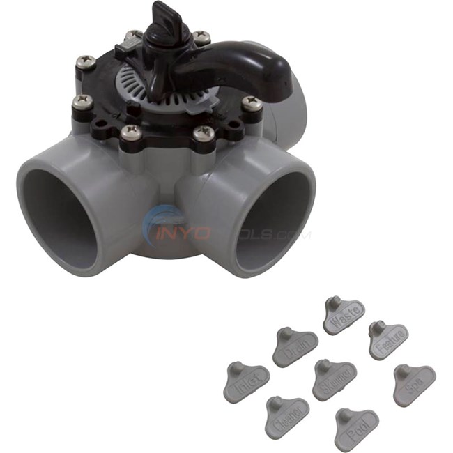 Custom Molded Products CMP Pool and Spa 3-Way Diverter Valve, 2-1/2" Inside, 3" Outside Slip, Gray PVC - 25933-251-000