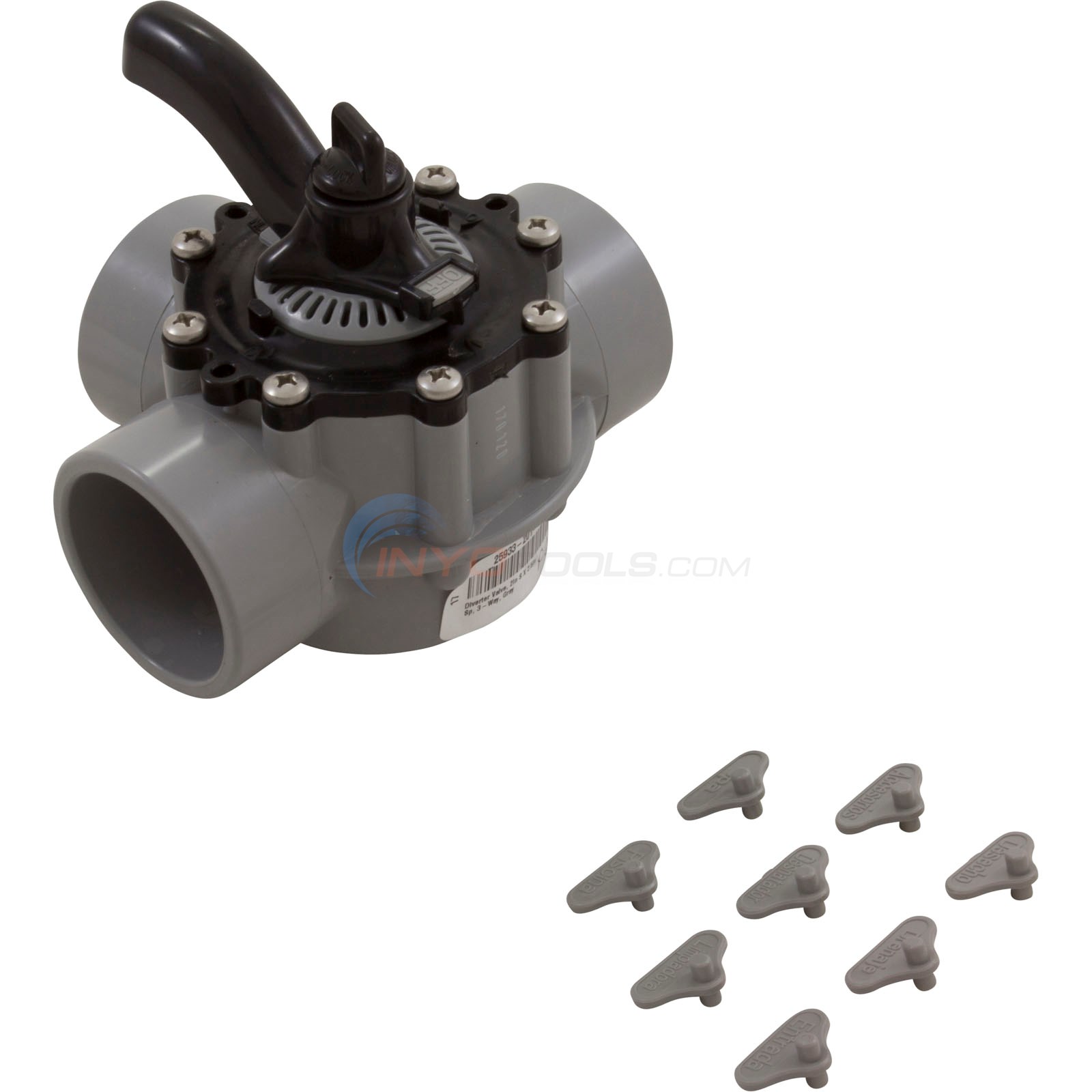 Custom Molded Products CMP Pool and Spa Diverter Valve, 2" Inside, 2-1/2" Outside Slip, Gray PVC - 25933-201-000
