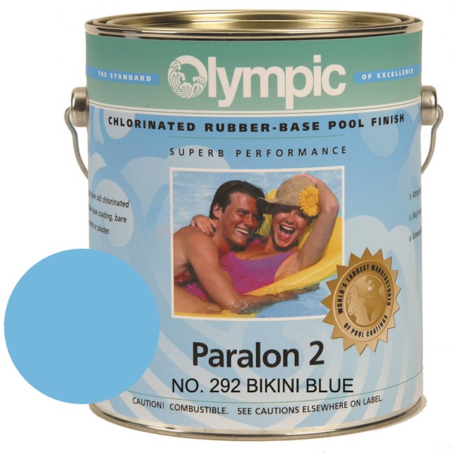 Olympic Paint Olympic Paralon 2 Chlorinated Rubber-Base Pool Finish, 1 gallon, Bikini Blue - 292GL
