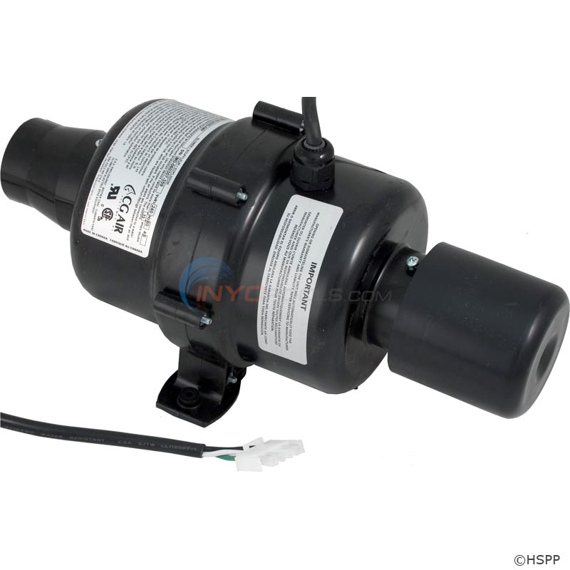 Millenium Spa Blower, 220V, 3` Cord w/amp plug, W/Heater, 6.0 Amps