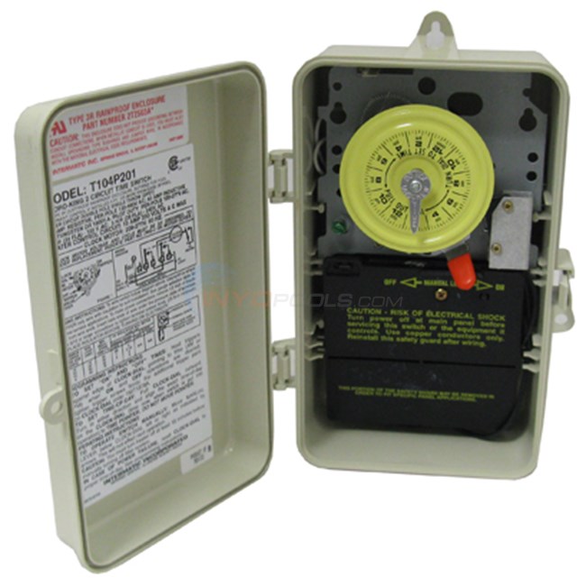 Intermatic T104P201 Time Switch, Heater Protection, 220V, Plastic Enclosure