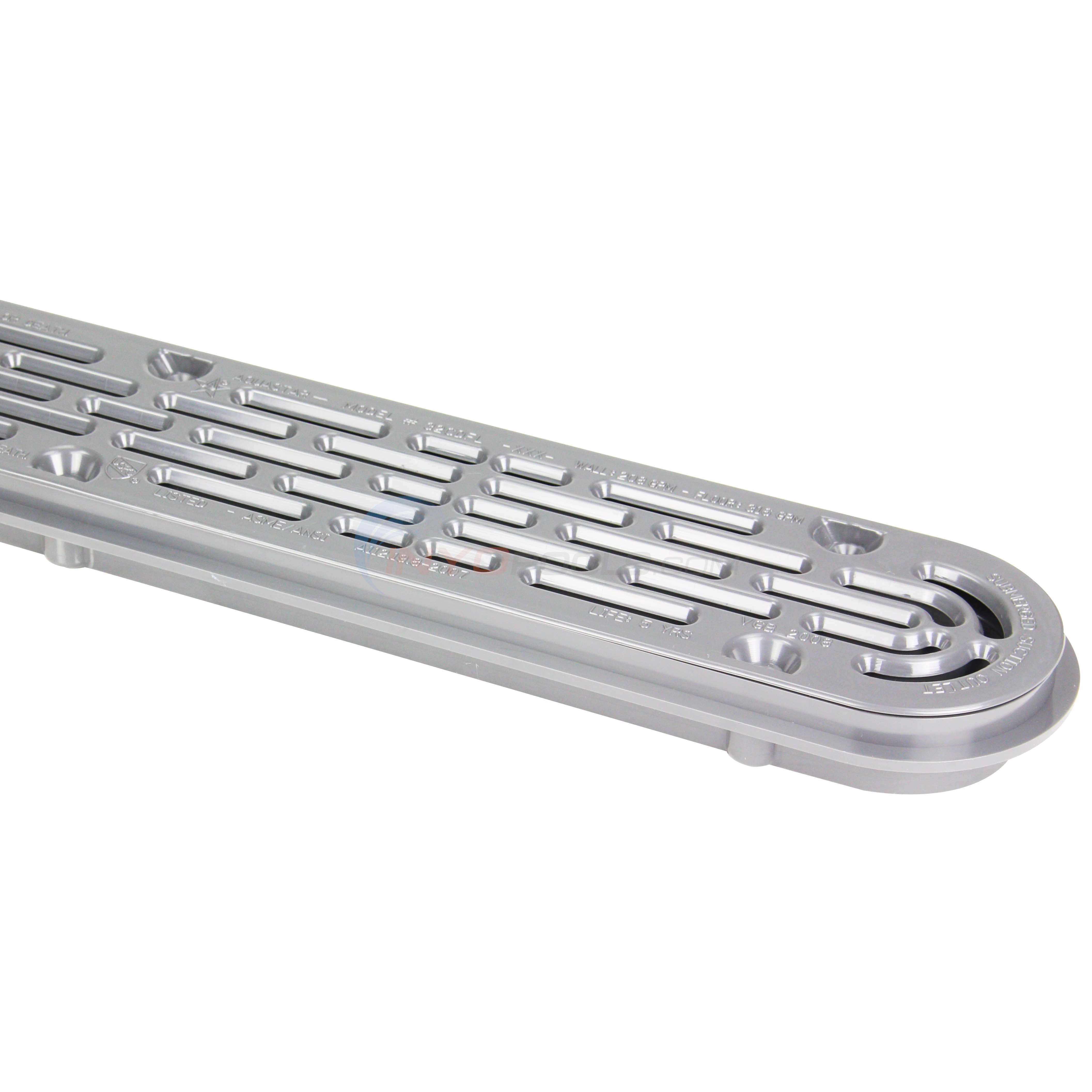 AquaStar 32" Light Gray Flat Grate VGB Channel Drain - 32CDFLFR103