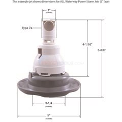 Waterway Power Jet Internal - Massage Gray-Replaced by Light Gray Directional Scalloped Nozzle Replaced by 212-7639-STS Gray, Light, Sterling-Silver Text Scal, Sterling Silver - 2127747G
