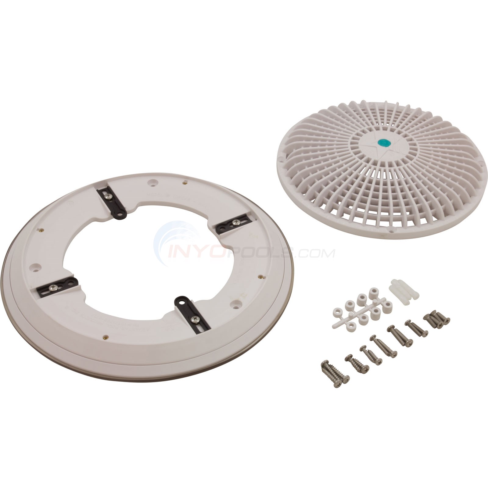 AquaStar 10" Universal VGB Compliant Round Main Drain Cover with Universal Adapter Kit, White