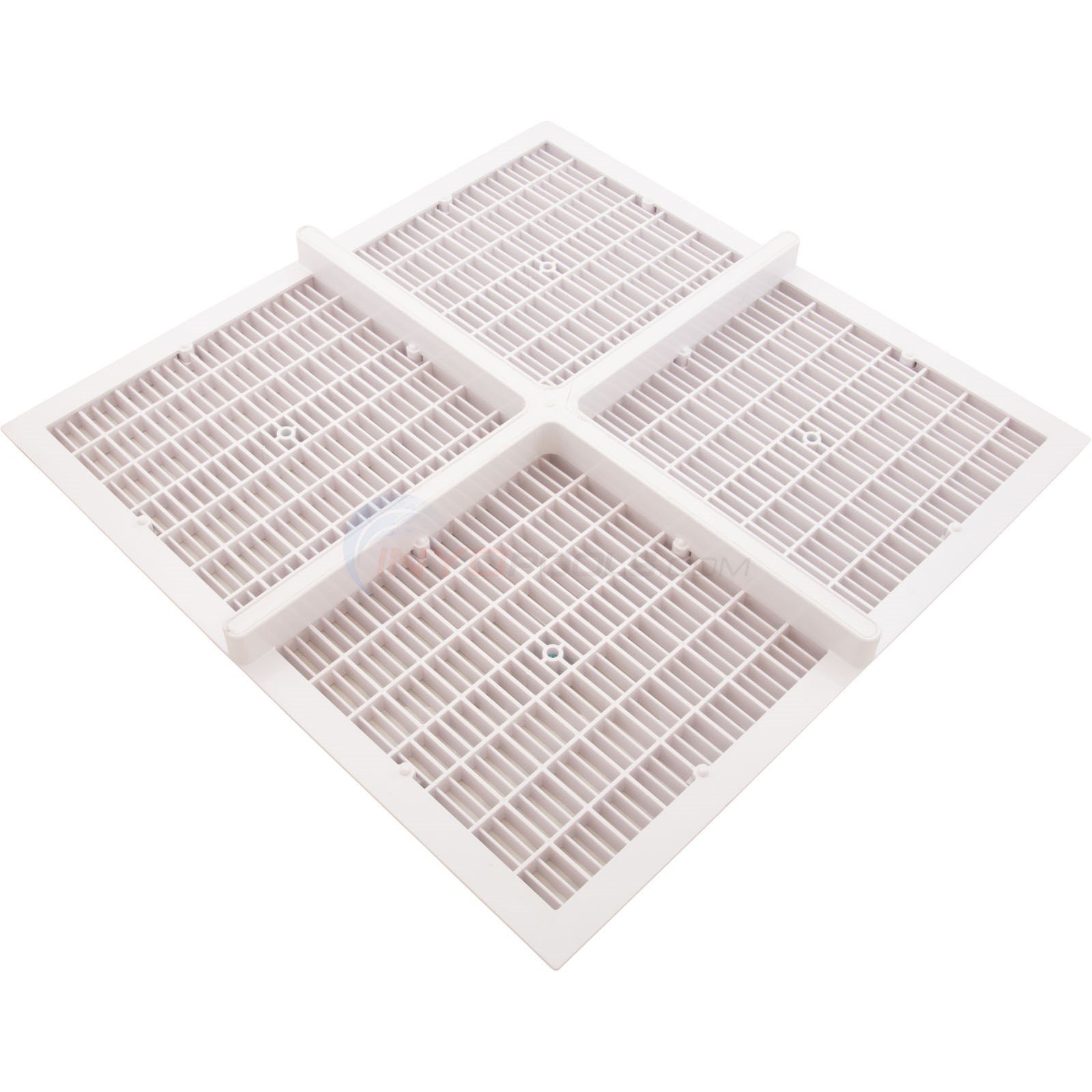 AquaStar Drain Grate, 4-12" Sq, with 24" Square Frame, Anti-Entrapment, White - 24101