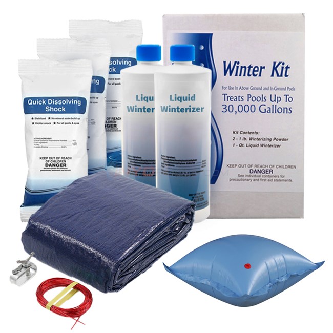PureLine 21 ft. x 41 ft. Oval A/G Solid Winter Pool Cover Kit - 8 Year - AGWINKIT21418
