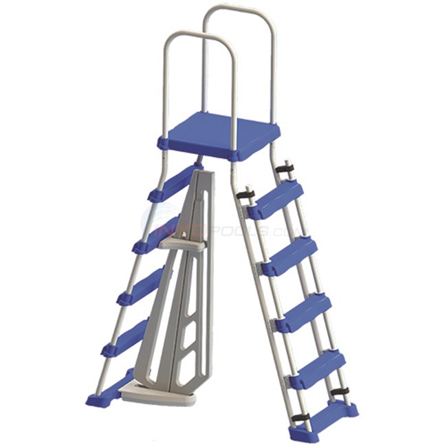 Swimline A-Frame Ladder with Safety Barrier - Blue. Fits most 48" - 52" pools - 87952LSL