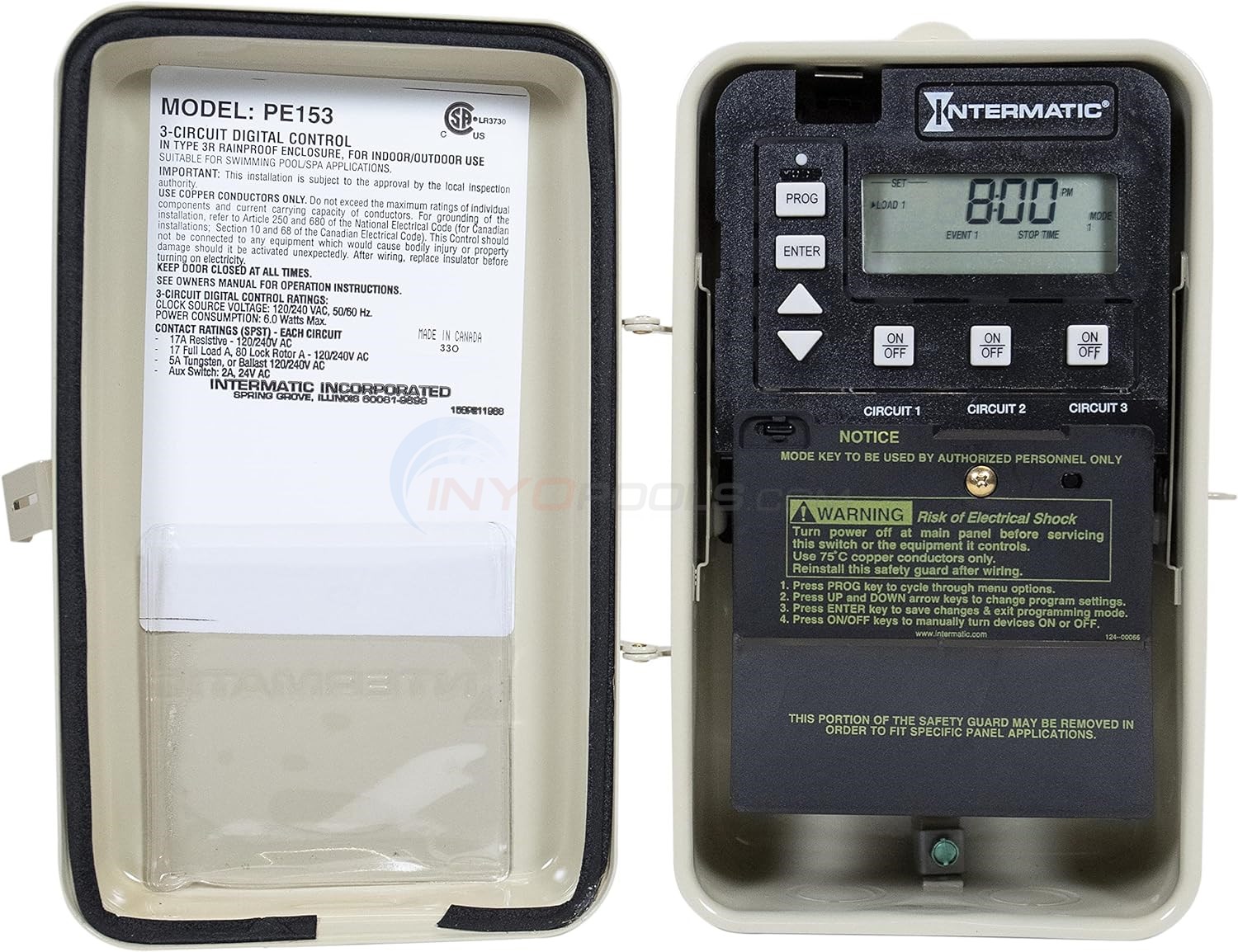 Internatic Digital Pool & Spa Timer with Freeze Protection, 115/230v