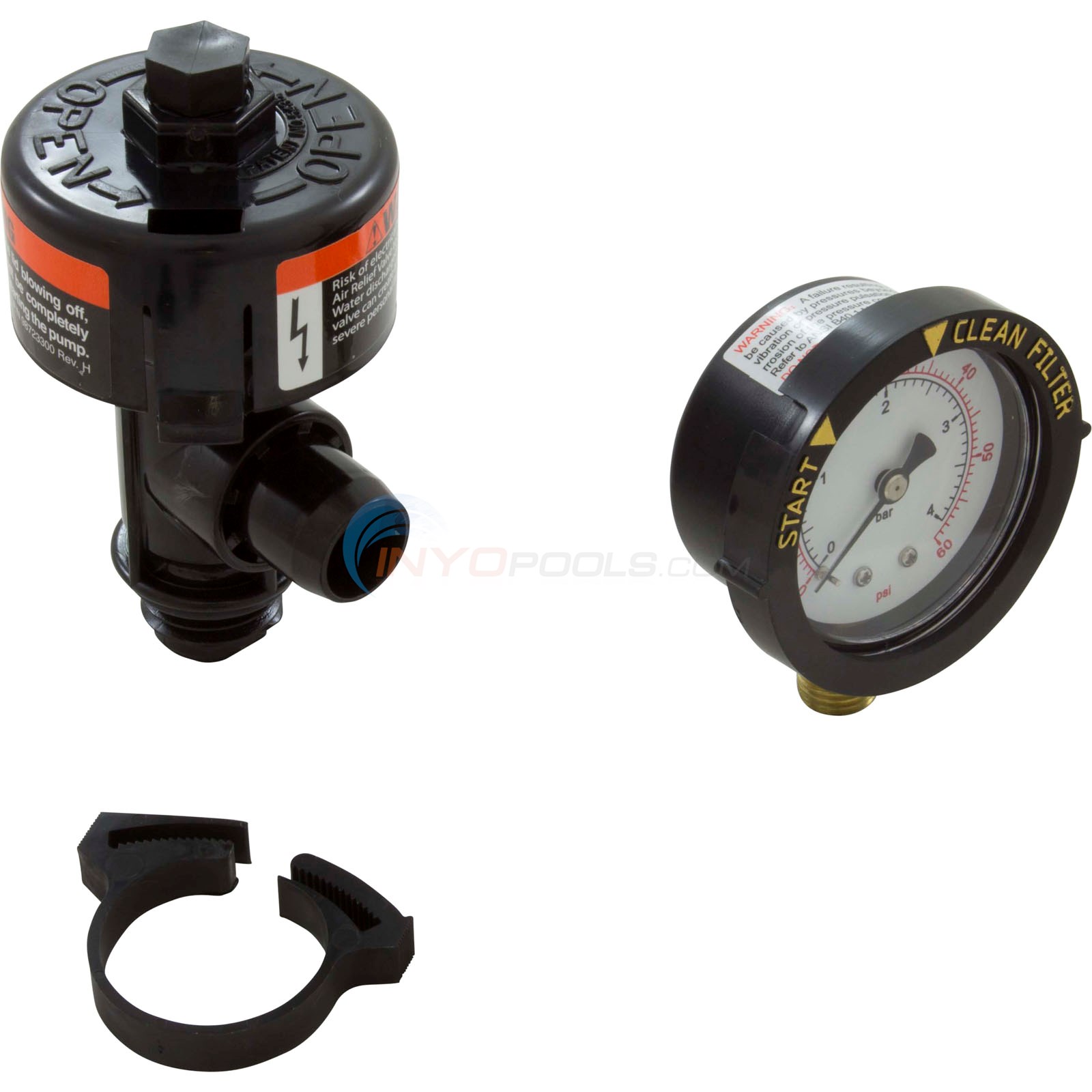 Pentair Air Relief Assembly for Pool Filters, Includes Pressure Gauge