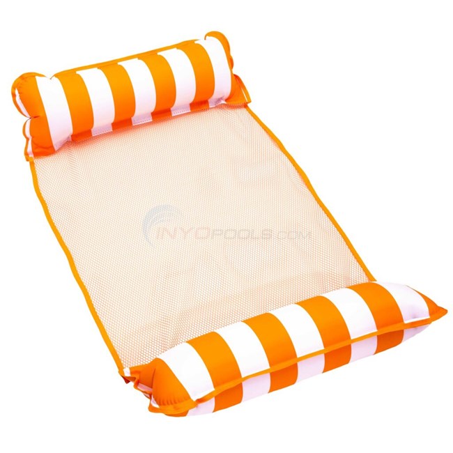 Aqua Leisure Aqua 4-in-1 Monterey Hammock Inflatable Pool Float, Orange/White Stripe (Single