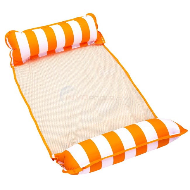 Aqua Leisure Aqua 4-in-1 Monterey Hammock Inflatable Pool Float, Orange/White Stripe (Single) - AQL10999Z